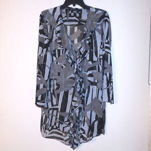 Victoria M Ortiz Women's Blouse Gray/Black Pattern  Size L
